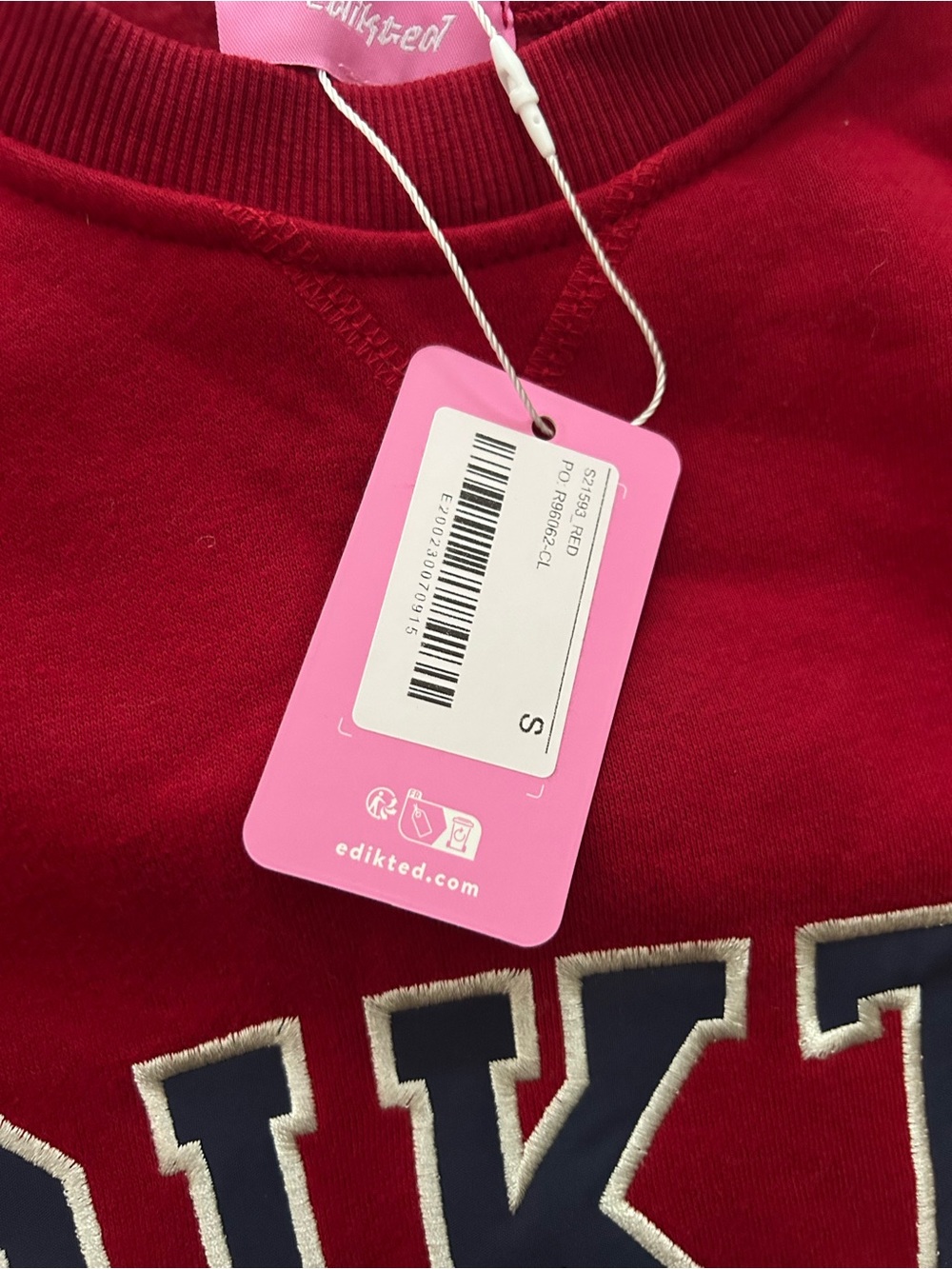 Edikted Red Collegiate Crewneck Sweatshirt - Picture 3 of 5